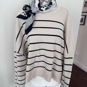 Gentle Fawn Striped Cream and Black Sweater Oversized Medium